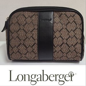 Longaberger Vintage Zip Top Signature Cosmetic Case in Brown Diamond Print